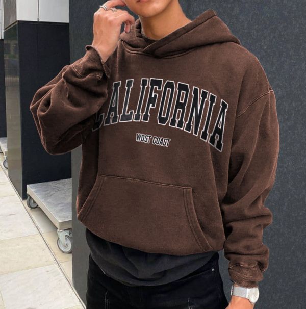 Hoodie vintage dengan aksen lengan panjang